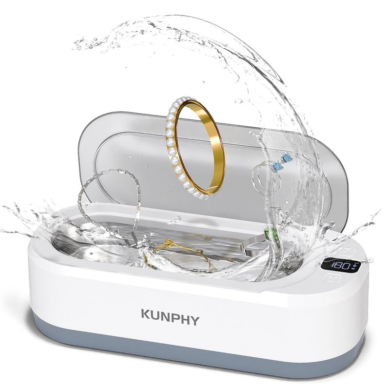 KUNPHY Upgraded Ultrasonic Jewelry Cleaner, 350ML 48KHz Professional Ultrasonic Cleaner Machine with 3 Digital Timers, Touch Operation for Eyeglass, Watches, Ring, Silver, Gold, Diamond - Image 1